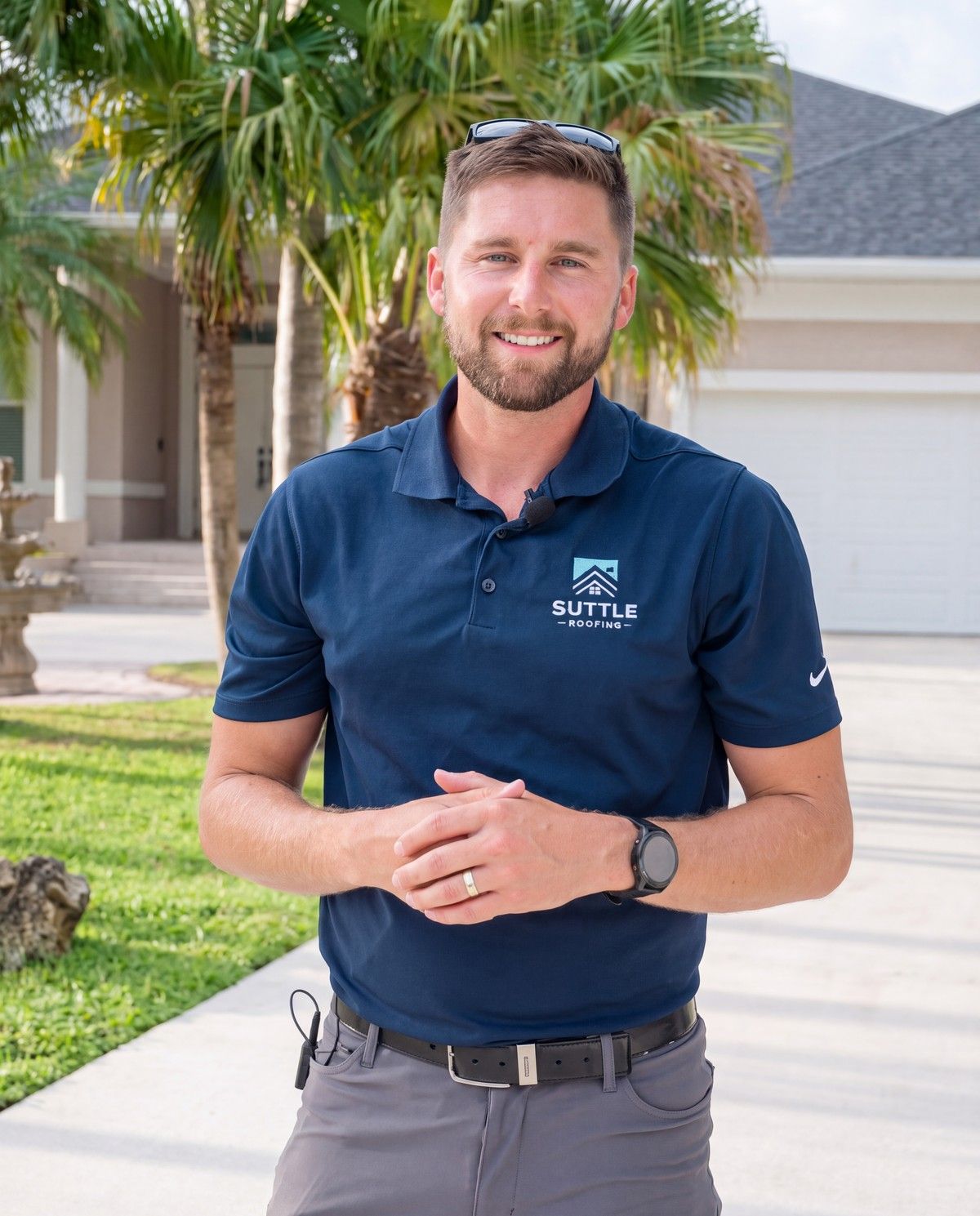 Jonathan Suttle, owner of Suttle Roofing, in a Suttle Roofing polo